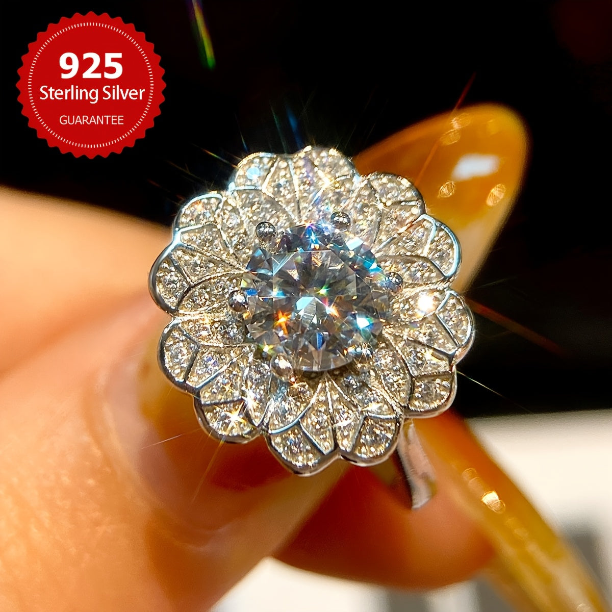 1 Karat Moissanite uzuk, sterling kumush, to'y uzugi, va'da, abadiy uzuk, ayollar uchun