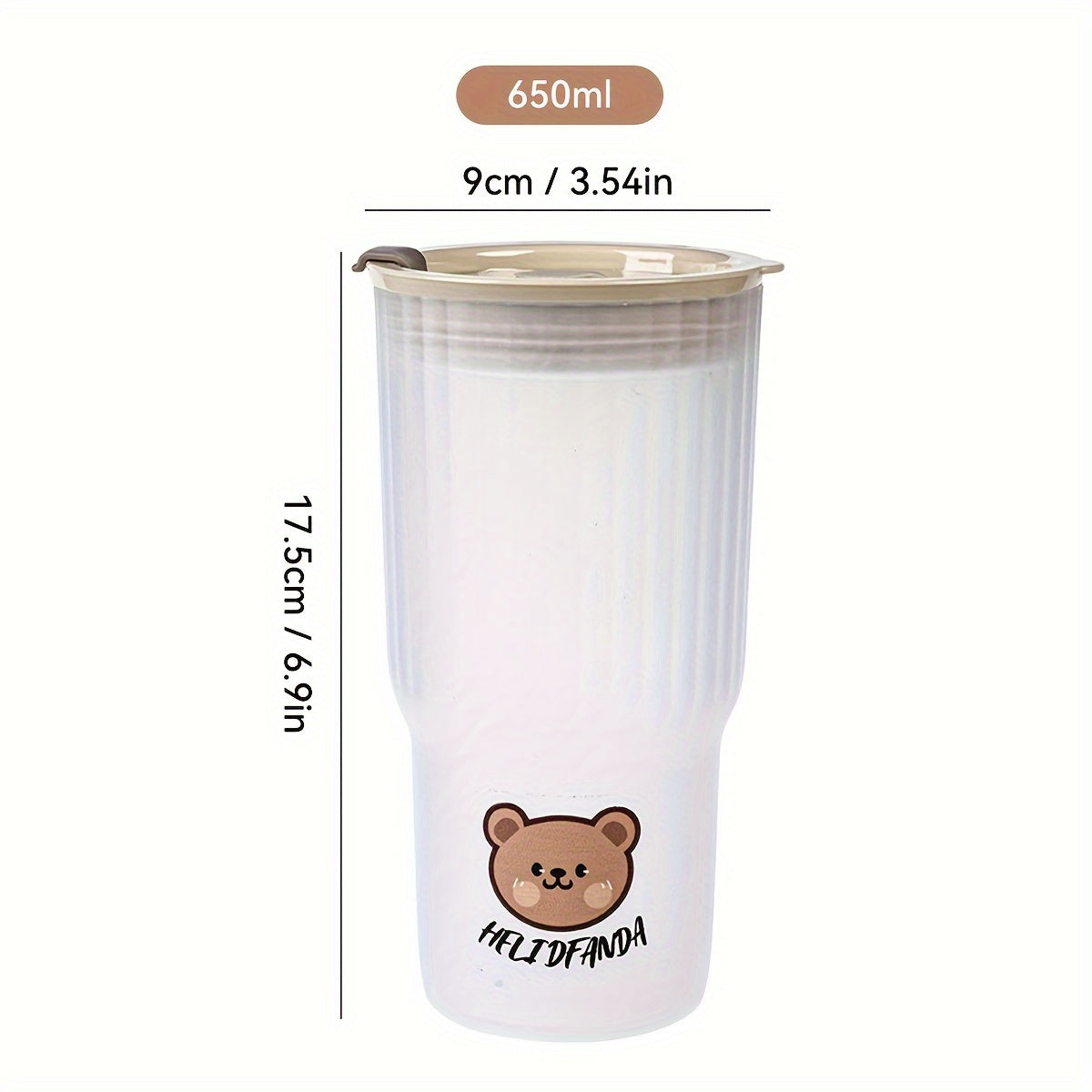 650ml Plastic Water Bottle for Kids and Adults Leak-Proof Portable Cute Bear Design
