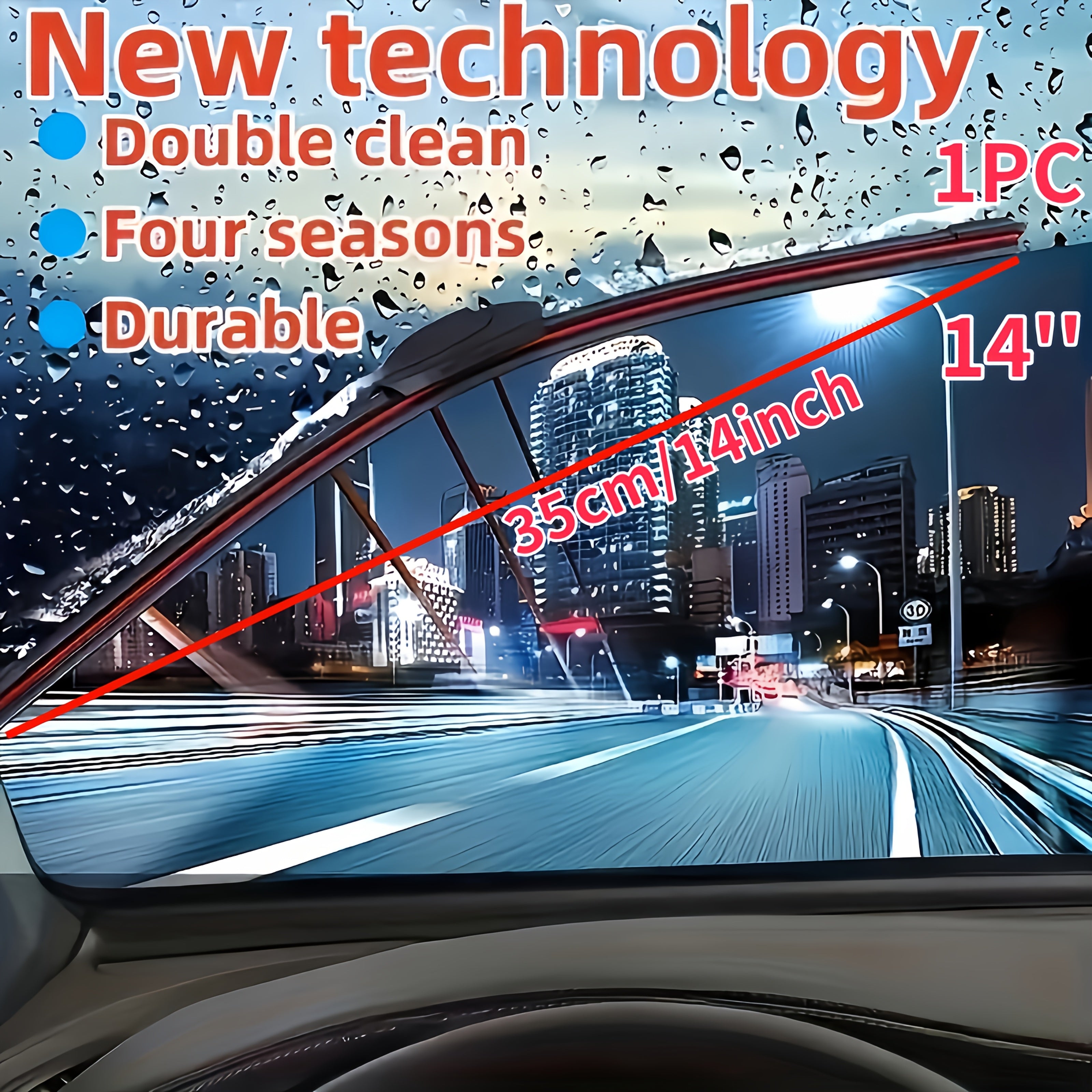 Lámina de limpiaparabrisas doble de goma para automoción, tipo U, duradera, estática, 1 pieza