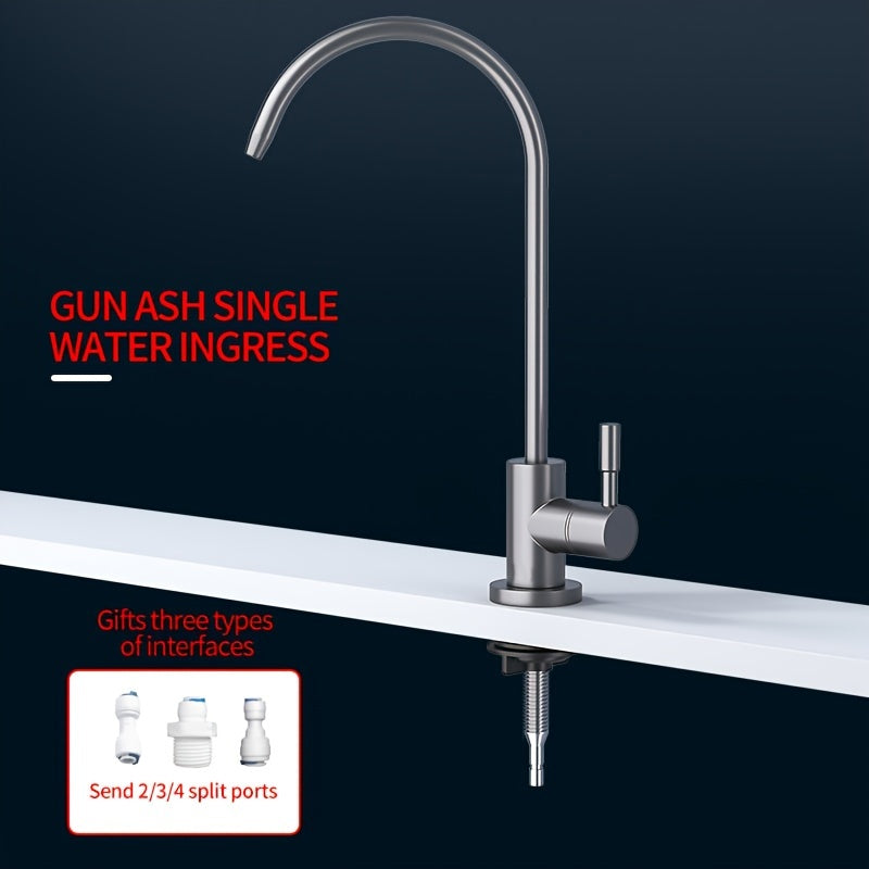 Stainless Steel Kitchen Faucet Extended Spigot Round Shape 304 Grade Non-Electric