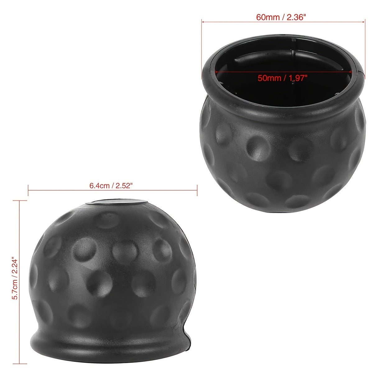 Cubierta de bola de barra de remolque de 5.0cm para remolques de RV, negro, plástico ABS, tapa duradera
