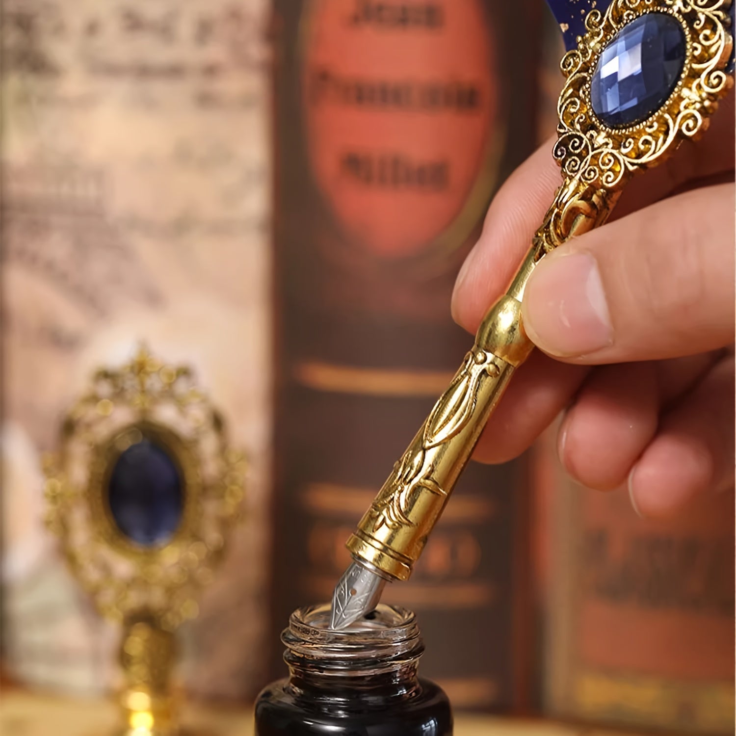 Антикварный набор для письма с восковым печатем, перьевая ручка, каллиграфическая чернильная ручка, механическая шестерня, перьевая ручка для окунания