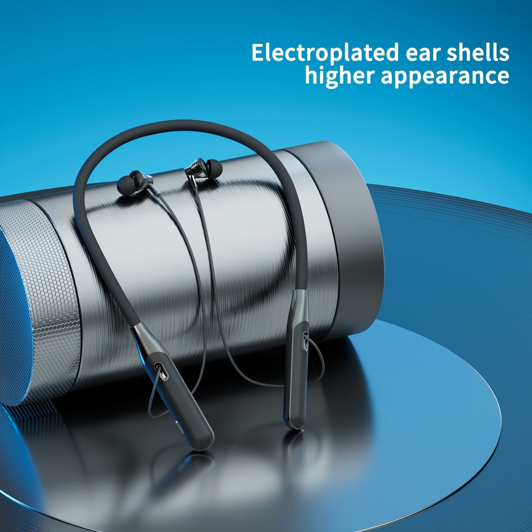Элегантные черные беспроводные наушники для бега с кабелем, не запутывающимся, зарядка Type-C, 12 часов работы от батареи и регулируемая шейная дуга.