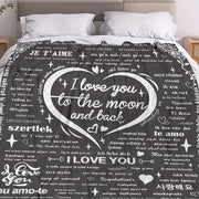 Soft Knitted Polyester Throw Blanket with I Love You to the Moon and Back Design for Cozy Snuggling