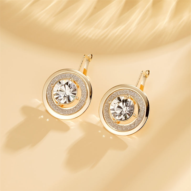 Gold-Plated Copper Earrings with Rhinestones for Women Stylish Jewelry for Everyday or Events