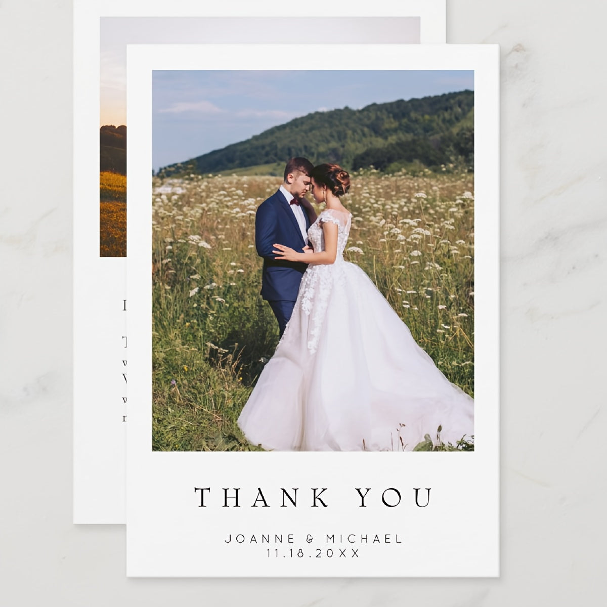 Personalized Wedding Thank You Cards Set of 60 with Photo, Name, Date Elegant Matte Finish for Anniversaries and Gratitude