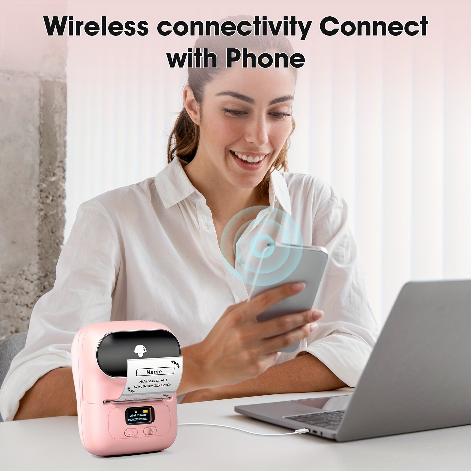 Portable Thermal Label Printer Wireless USB Rechargeable for Address Product and DIY Stickers