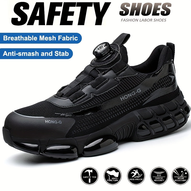 Women's Steel Toe Work Shoes Anti-Slip Safety Boots Black Durable Pu Sole