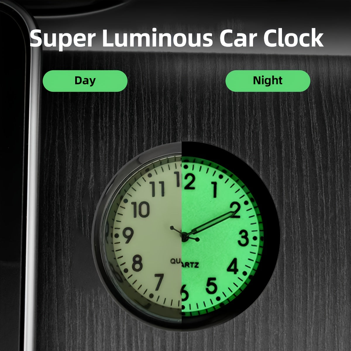 Mini Kvarts Avtomobil Soat Qoplamali Panel Yoritilgan Analog Vaqt O‘lchagich