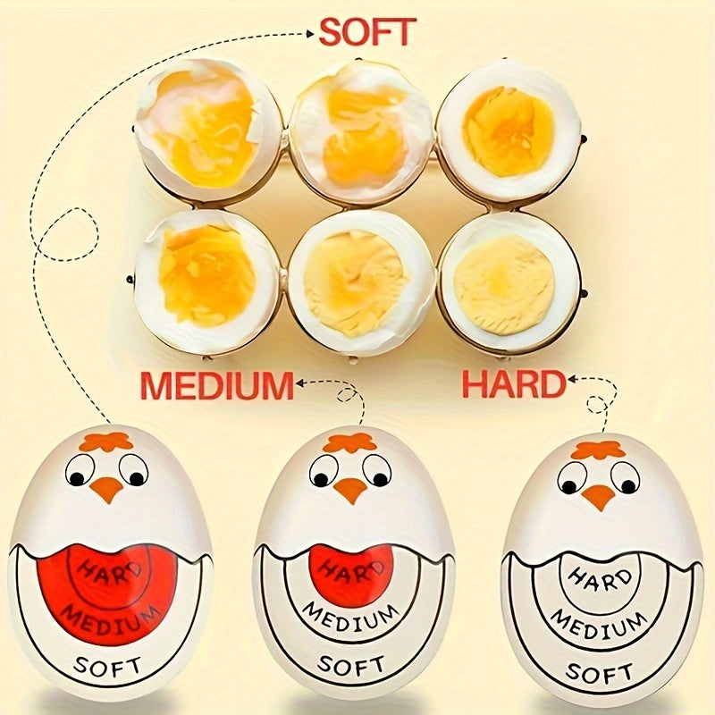 Red and Yellow Color-Changing Egg Timer and Boiled Egg Holder for Soft and Hard Boiled Eggs