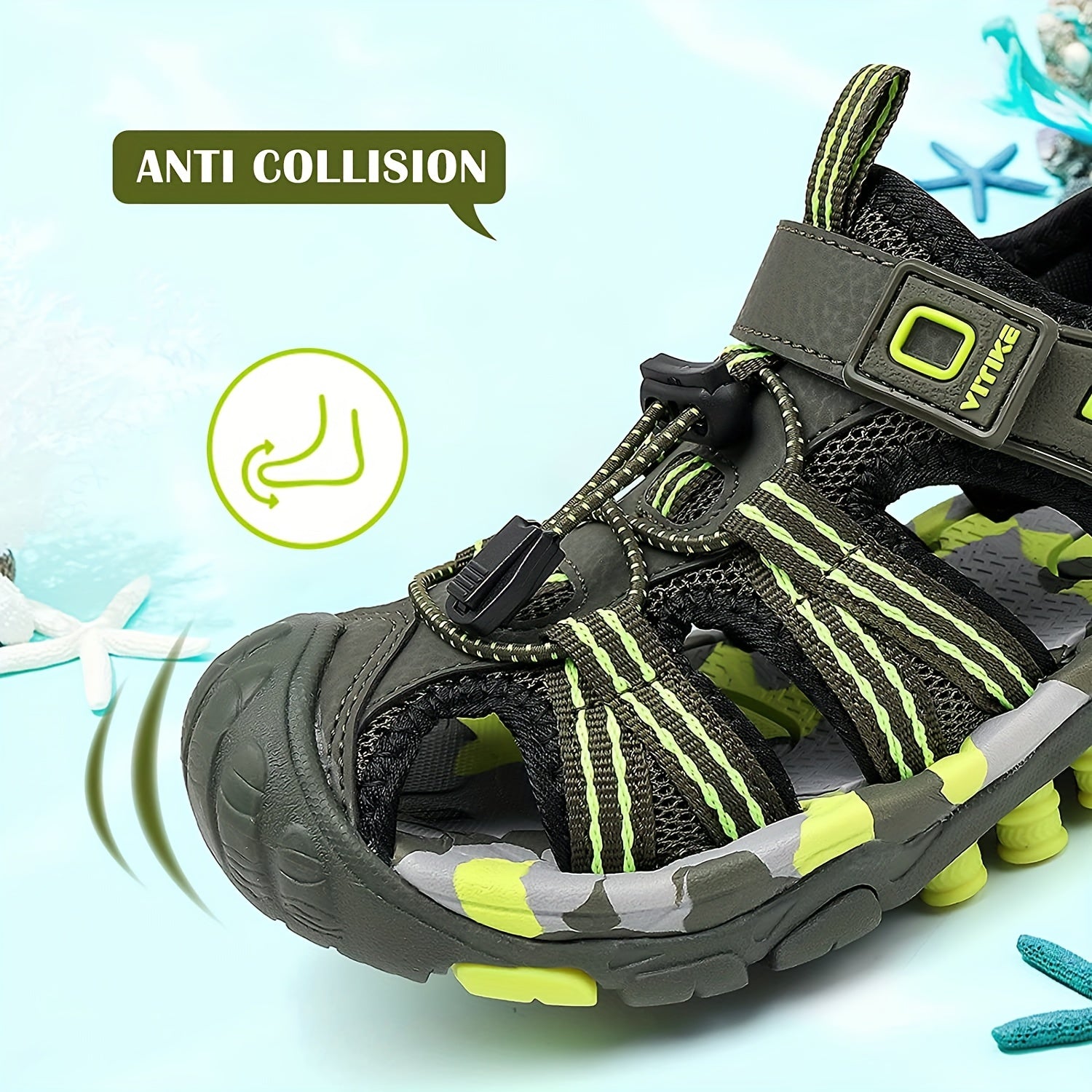 Kids' Camo Sports Sandals Closed Toe Hook-and-Loop Strappy Beach Pool Spring Summer