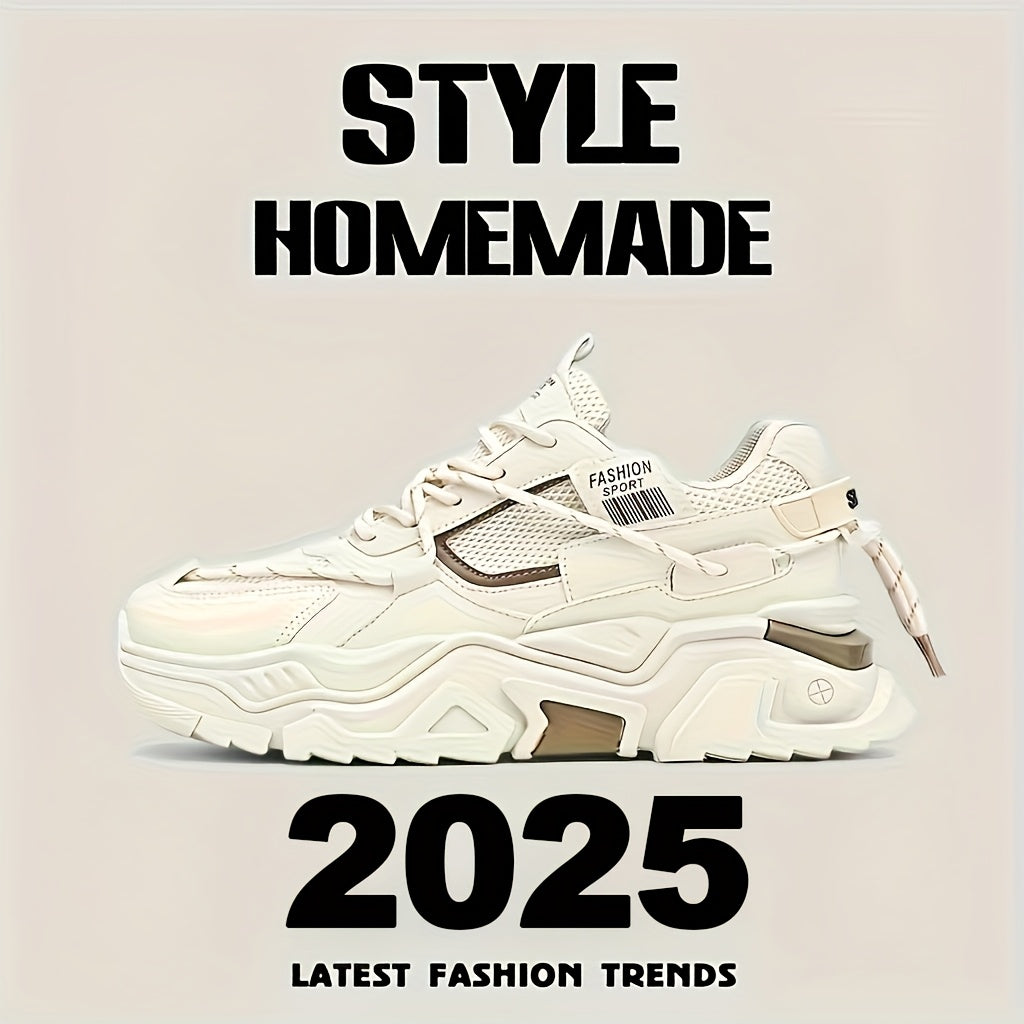 Erkaklar uchun zamonaviy shoelace platforma krossovkalari, nafas oladigan va kiyishga chidamli trening poyabzallari