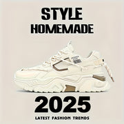 Erkaklar uchun zamonaviy shoelace platforma krossovkalari, nafas oladigan va kiyishga chidamli trening poyabzallari