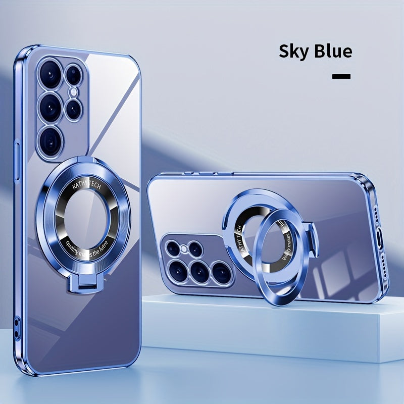 Electroplated Galaxy Phone Case with CD Holder Fall Protection Camera Guard for Samsung Galaxy Series