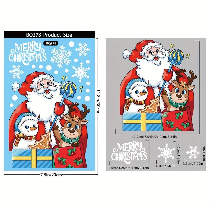 Christmas Window Decals Santa Snowman Electrostatic Adhesive Holiday Decor