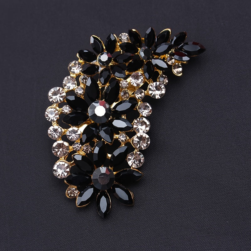 Vintage Style Rhinestone Brooch Pin with Irregular Feather and Marquise Design