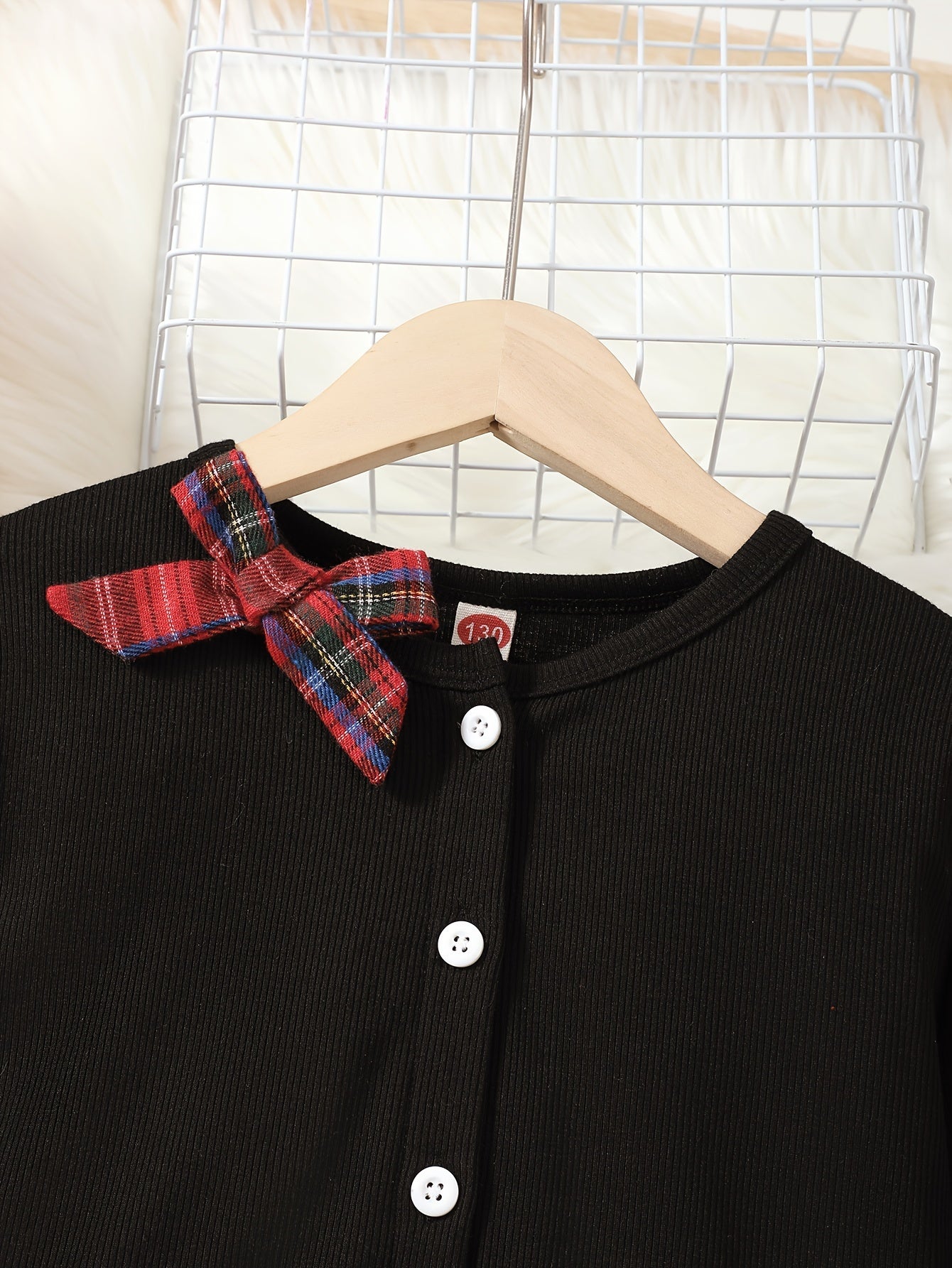 Girls Tween Dress Set with Plaid Pleated Dress and Cardigan for Spring Fall