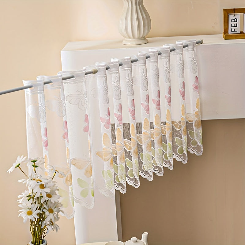 Small Butterfly Cafe Curtain Tier for Living Room and Office Decor