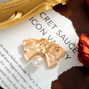 Vintage Style Camellia Brooch with Faux Pearl and Stainless Steel