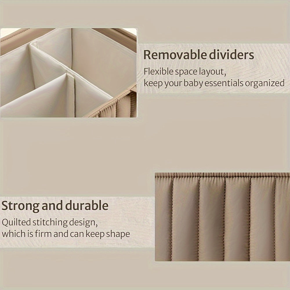 Nursery Storage Basket with Handle for Diapers Clothes and Toys Gray Polyamide