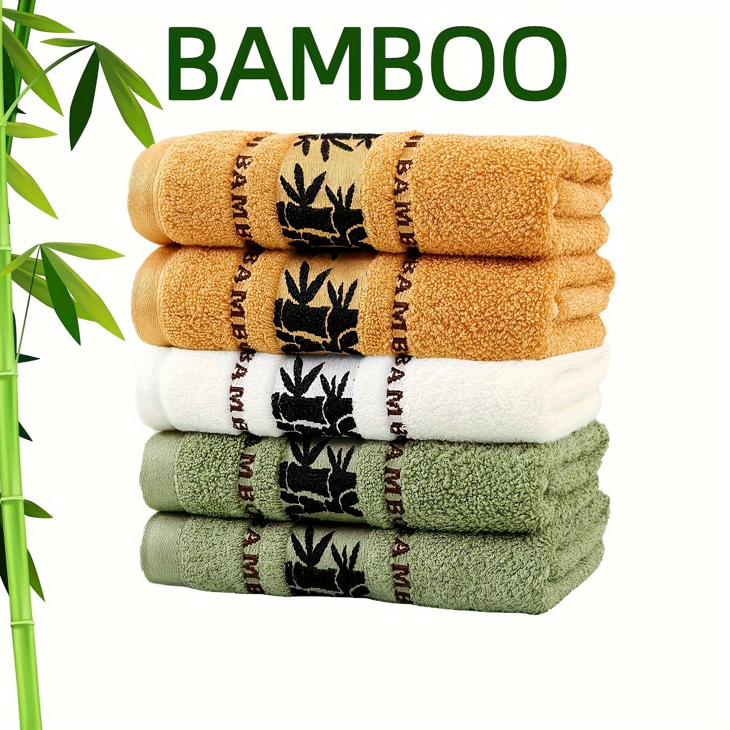 Self-Flying Bamboo Fiber Towels Set 5 Pieces Absorbent Quick-Drying Soft 35x75cm