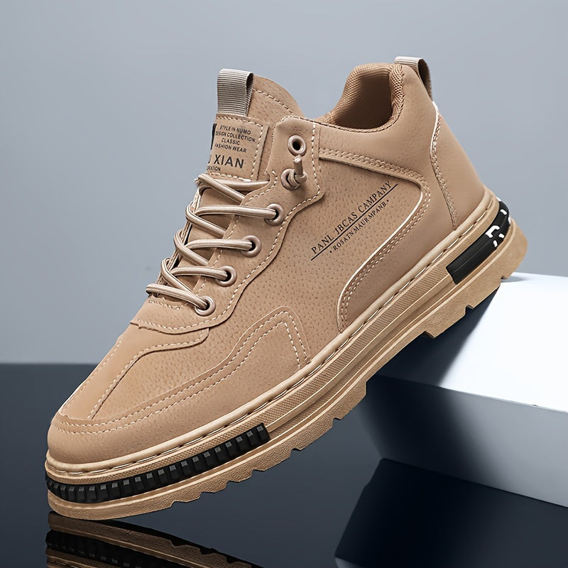 Men's Work Boots Leather Casual Anti-slip Lace-up Short Boots for Outdoor Activities