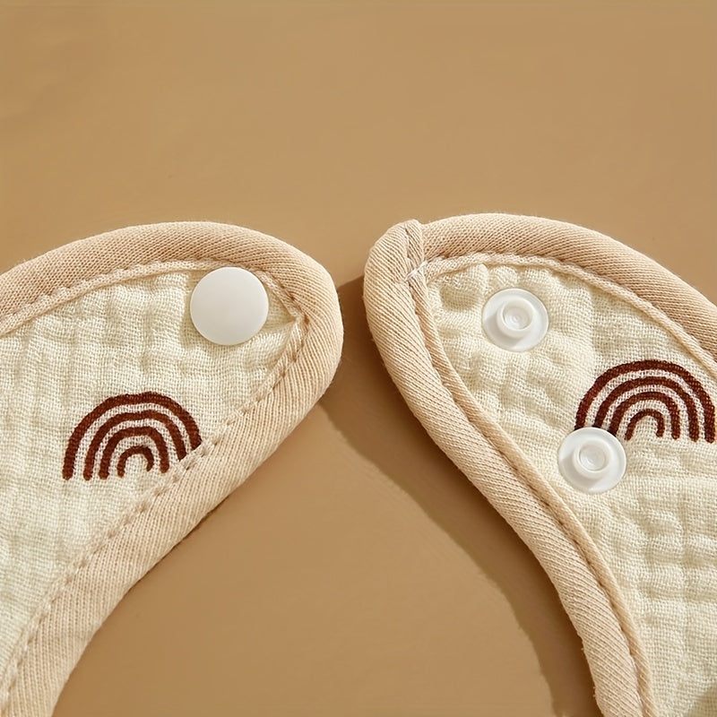 Set of 3 Waterproof Breathable Cotton Baby Bibs with Snap Closure and Assorted Patterns