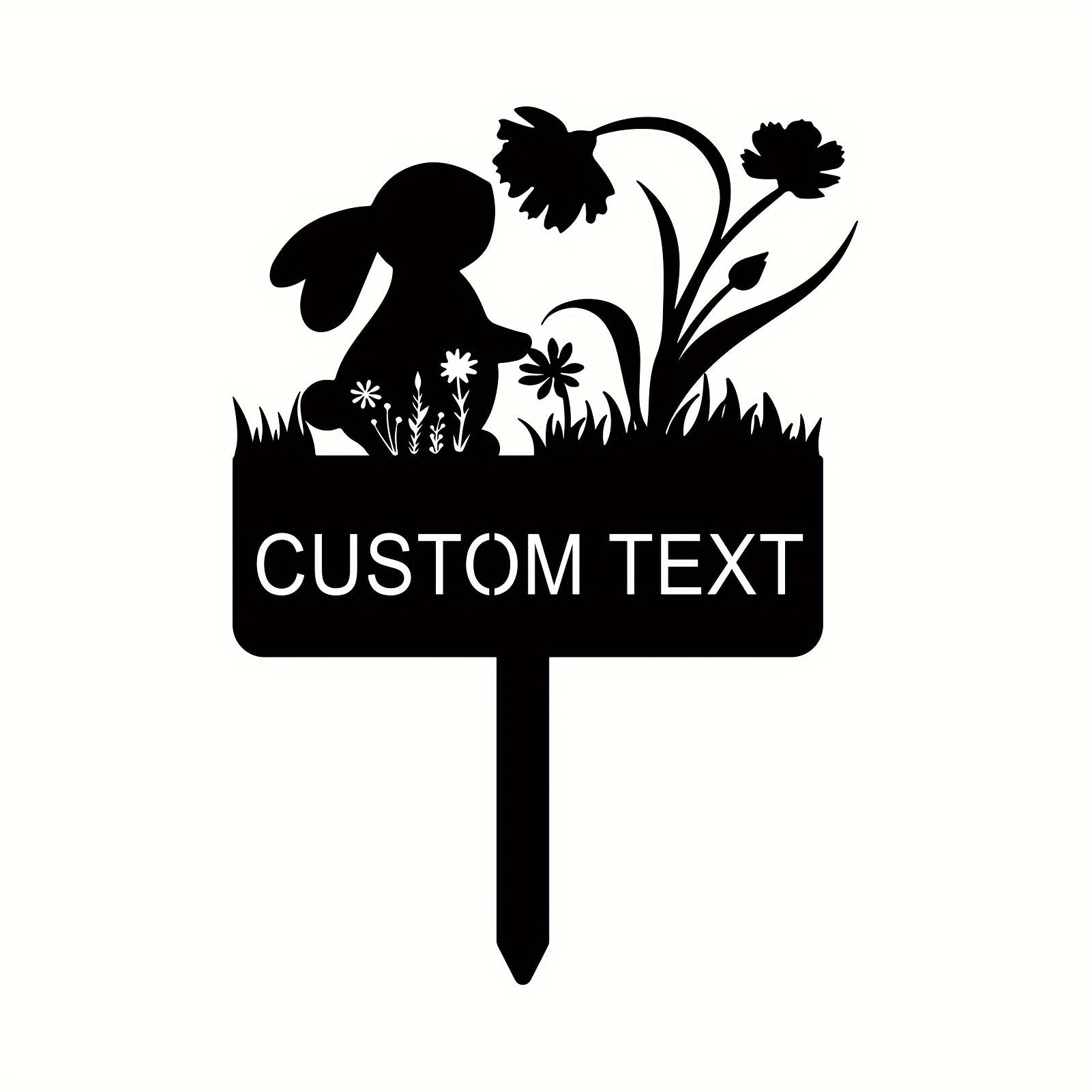 Black Metal Rabbit Garden Stake Outdoor Memorial Marker Sturdy Decorative