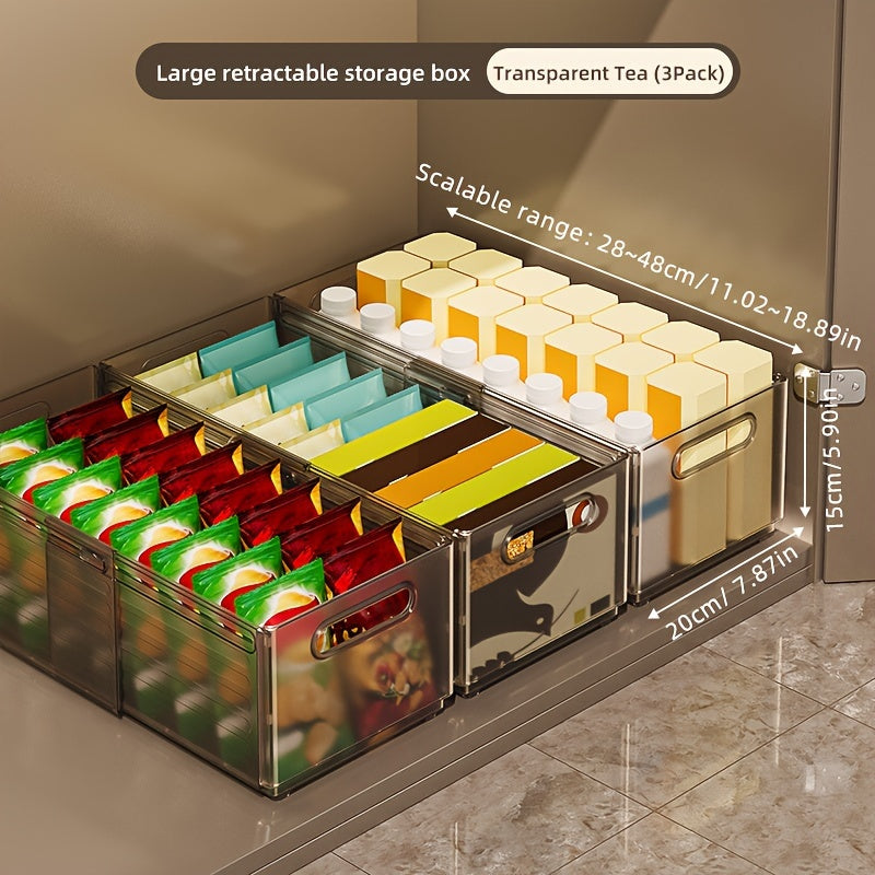 Caja de almacenamiento de ropa expandible con recipiente de plástico retráctil para cocina, dormitorio, baño y oficina