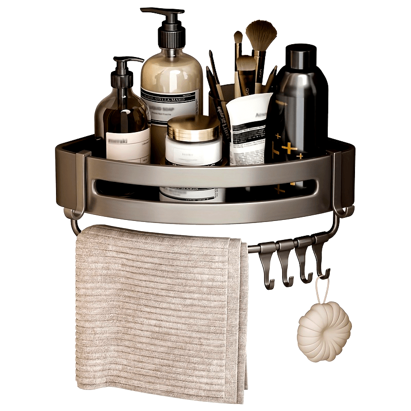 Self-Adhesive Corner Shower Caddy with Rust-Proof Shelves and Towel Holder