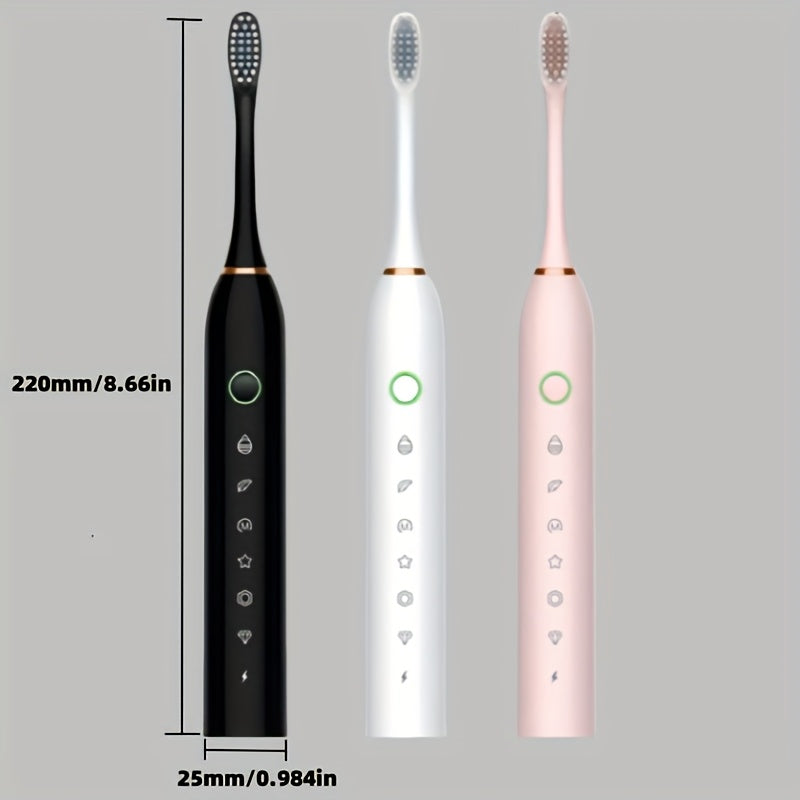 Electric Toothbrush Men Women Rechargeable Acoustic Wave Whitening 6 Modes