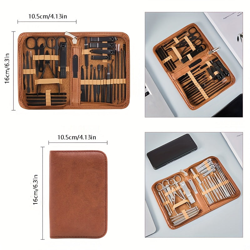 32-Piece Stainless Steel Manicure Set with Nail Clippers and Storage Case