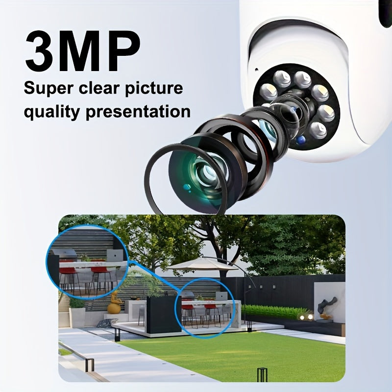 Simsiz 3MP xavfsizlik kamerası, pan tilt zoom, kechqurun ko‘rish, ikki tomonlama audio, ichki va tashqi foydalanish