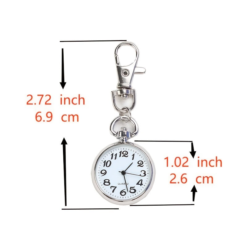 Nurse Student Pocket Watch with Keychain Hook and Clear Dial