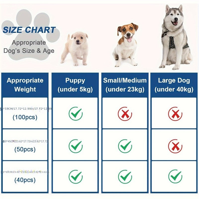 Disposable Dog Pee Pads High Absorbency Leak-Proof for Potty Training 20 40 50 100pcs
