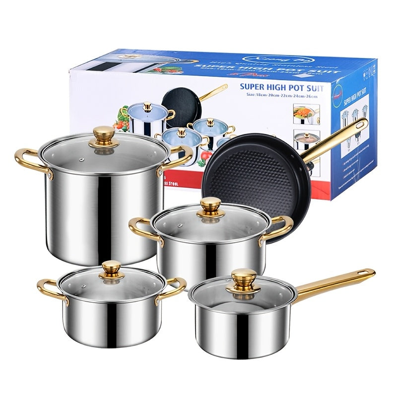 9-Piece Non-Stick Cookware Set with Frying Pan and Stock Pots for Home Kitchen