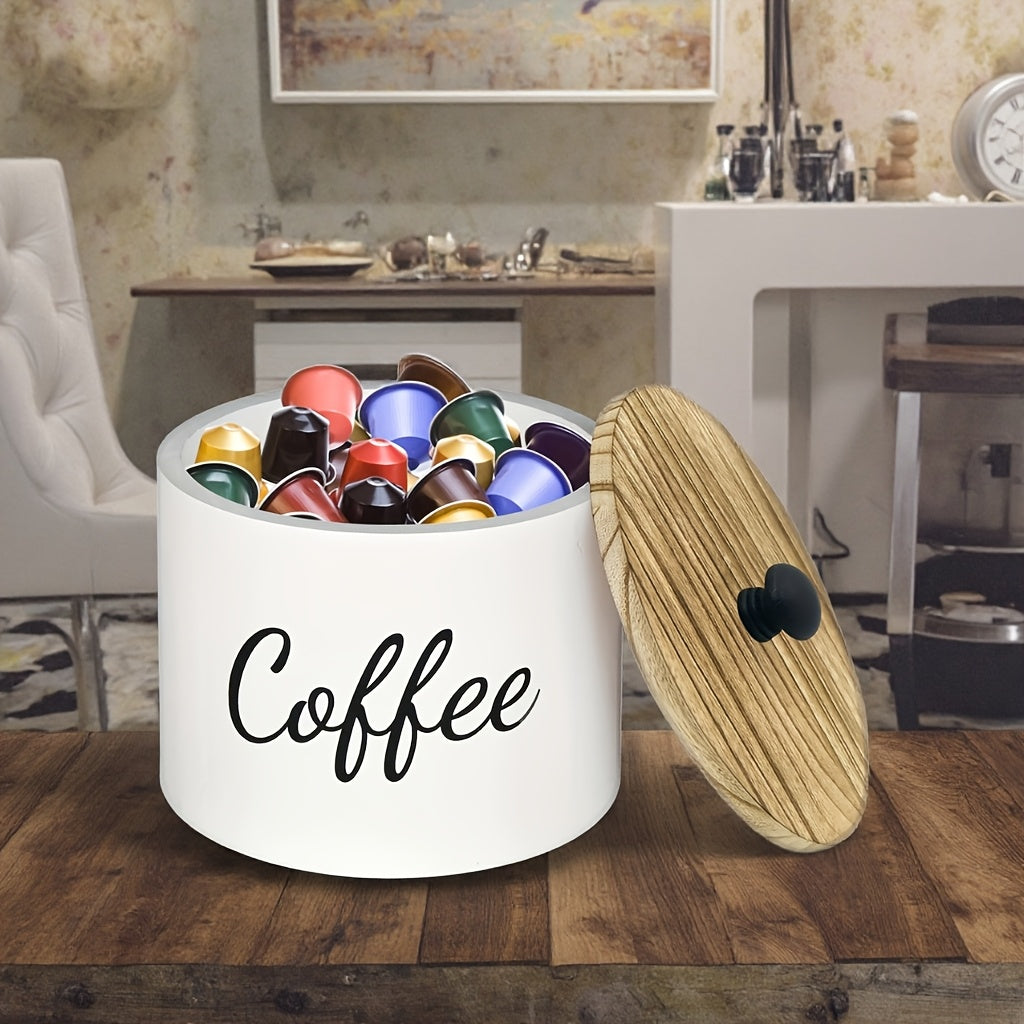 Yog'och qahva podlarini saqlash konteyneri, qopqoq bilan, qahva stantsiyasi uchun tashkilotchi, bardoshli yog'och qahva filtrini saqlash uchun holder