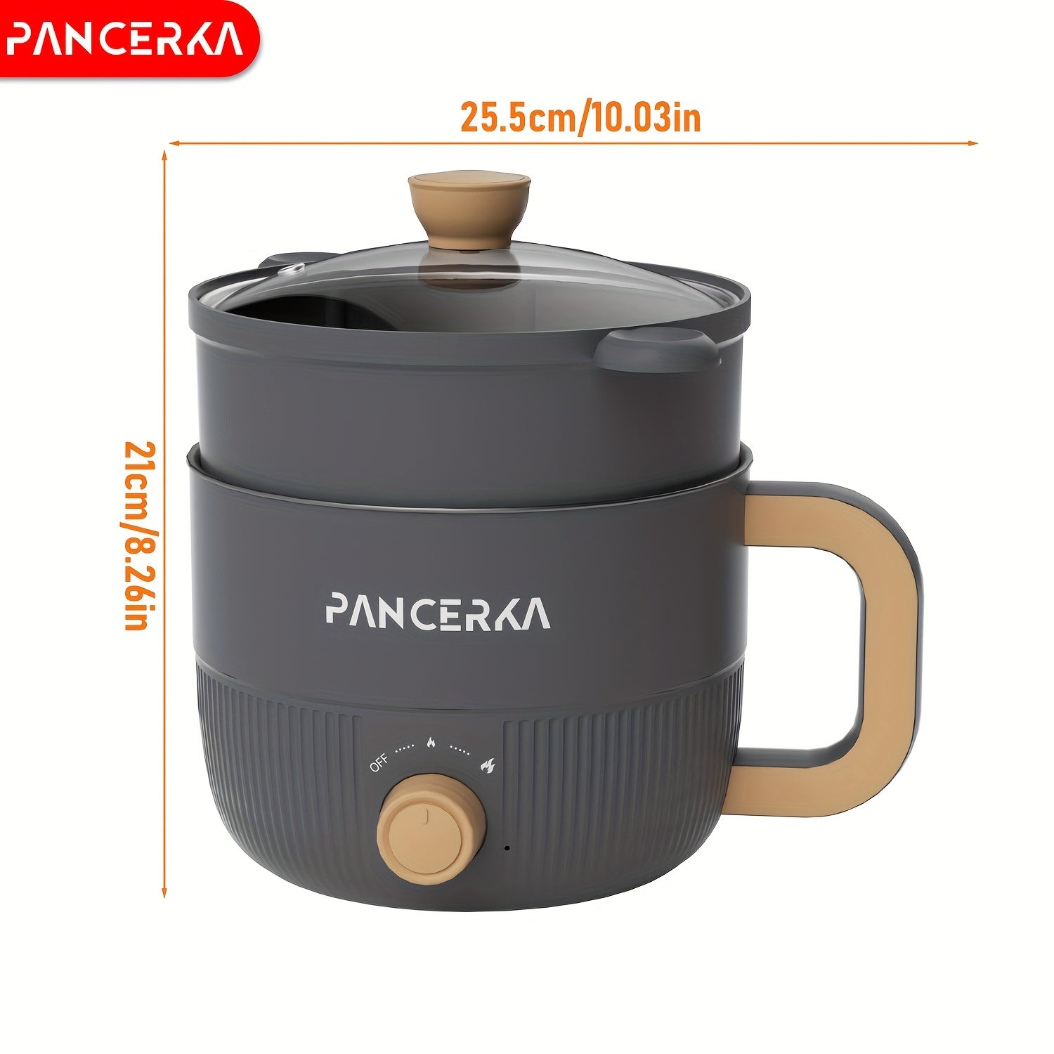 1.0L Compact Electric Cooking Pot with Steamer Non-Stick Multifunctional