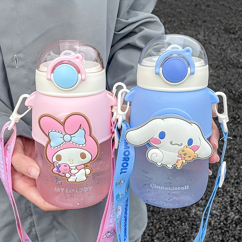 Portable Kuromi Water Bottle 690ml Plastic Straw Cup for Kids