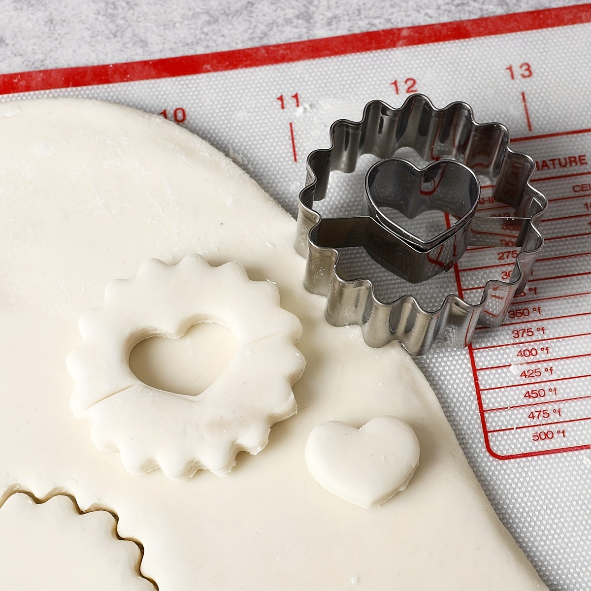 Set of 2 Stainless Steel Linzer Cookie Cutters for Pastries and Biscuits