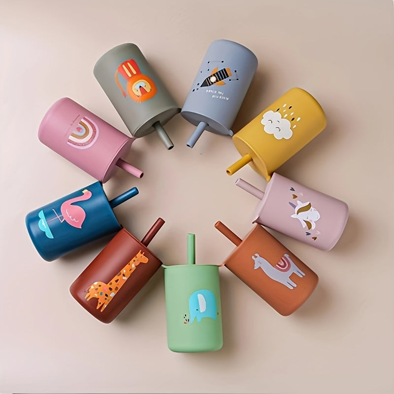 Silicone Training Cup for Toddlers BPA-Free Microwave Safe Dishwasher Safe with Lid and Straw