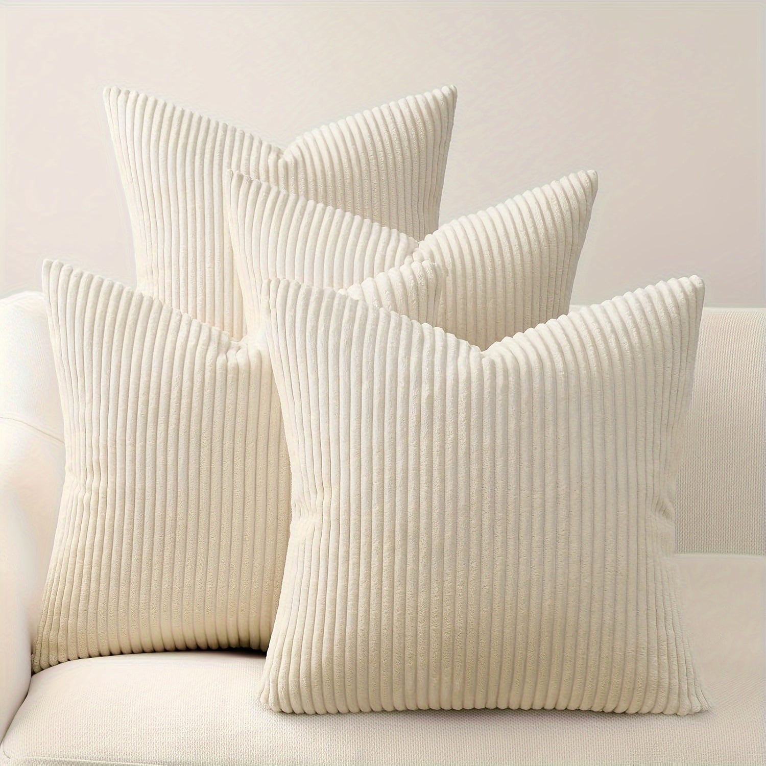 4 наволочки для подушек из ультрамягкого вельвета с полосатым дизайном в стиле бохо, с застежкой на молнии - можно стирать в машине для декора дивана, кровати, гостиной и автомобиля.