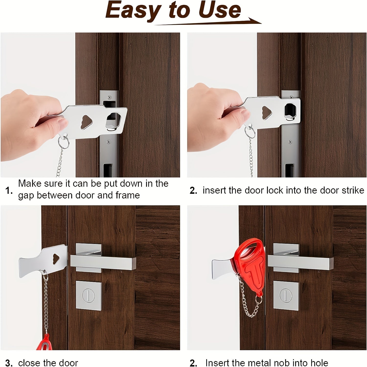 Qizil portativ eshik kaliti, zanglamaydigan po'lat, og'ir xavfsizlik kaliti