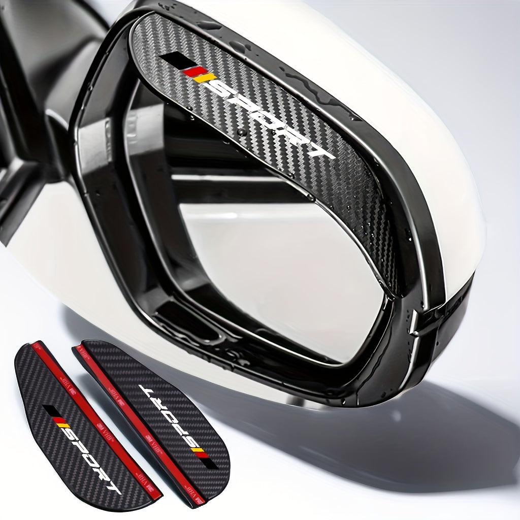 Karbon tolali avtomobil yon oyna yomg'ir himoyachilari, qora va qizil, Germaniya bayrog'i dizayni bilan, universal moslik