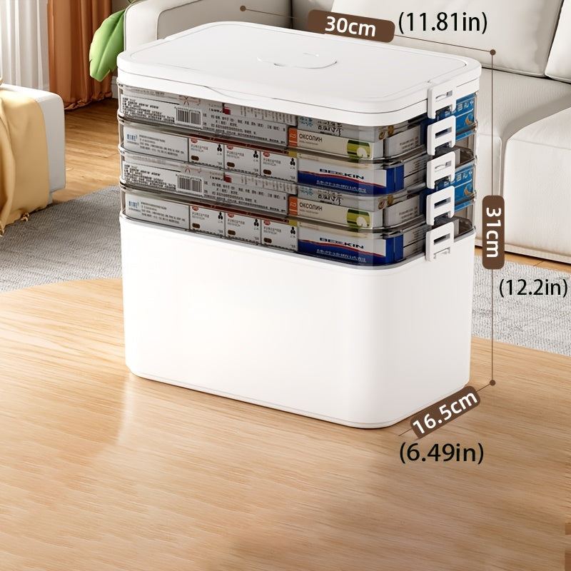 Large Capacity Multi-Layer Waterproof Plastic Medicine Organizer with Handle for Travel and Home