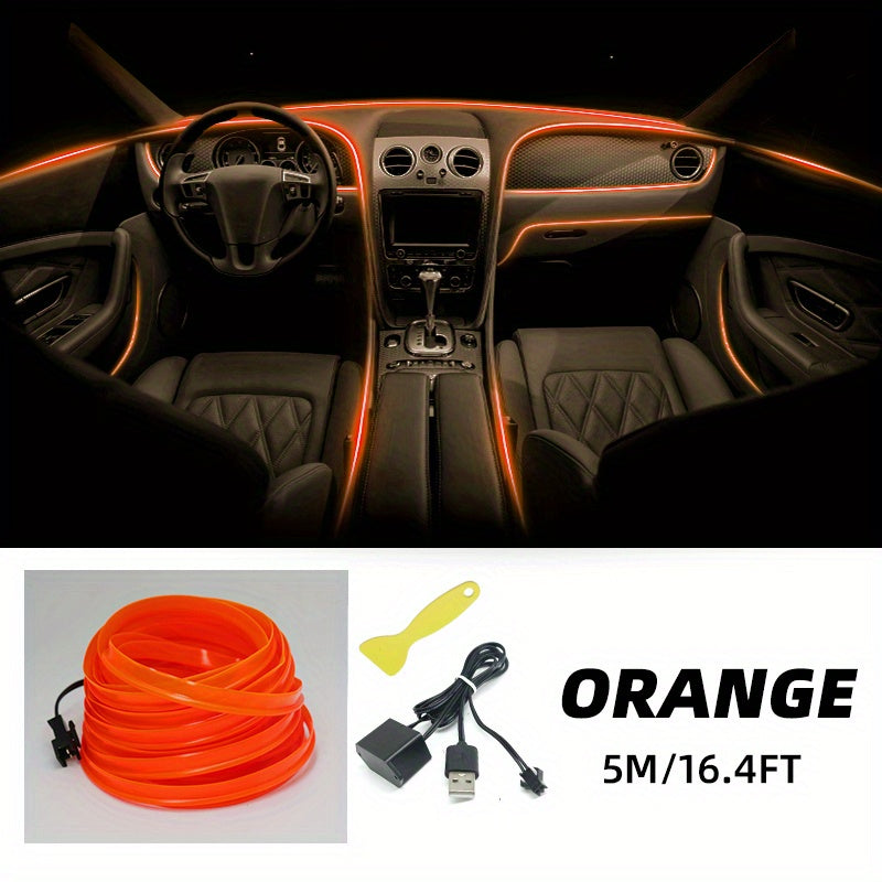 Car Interior LED Strip Lights 16.4Ft USB Neon Atmosphere Ambient Lighting