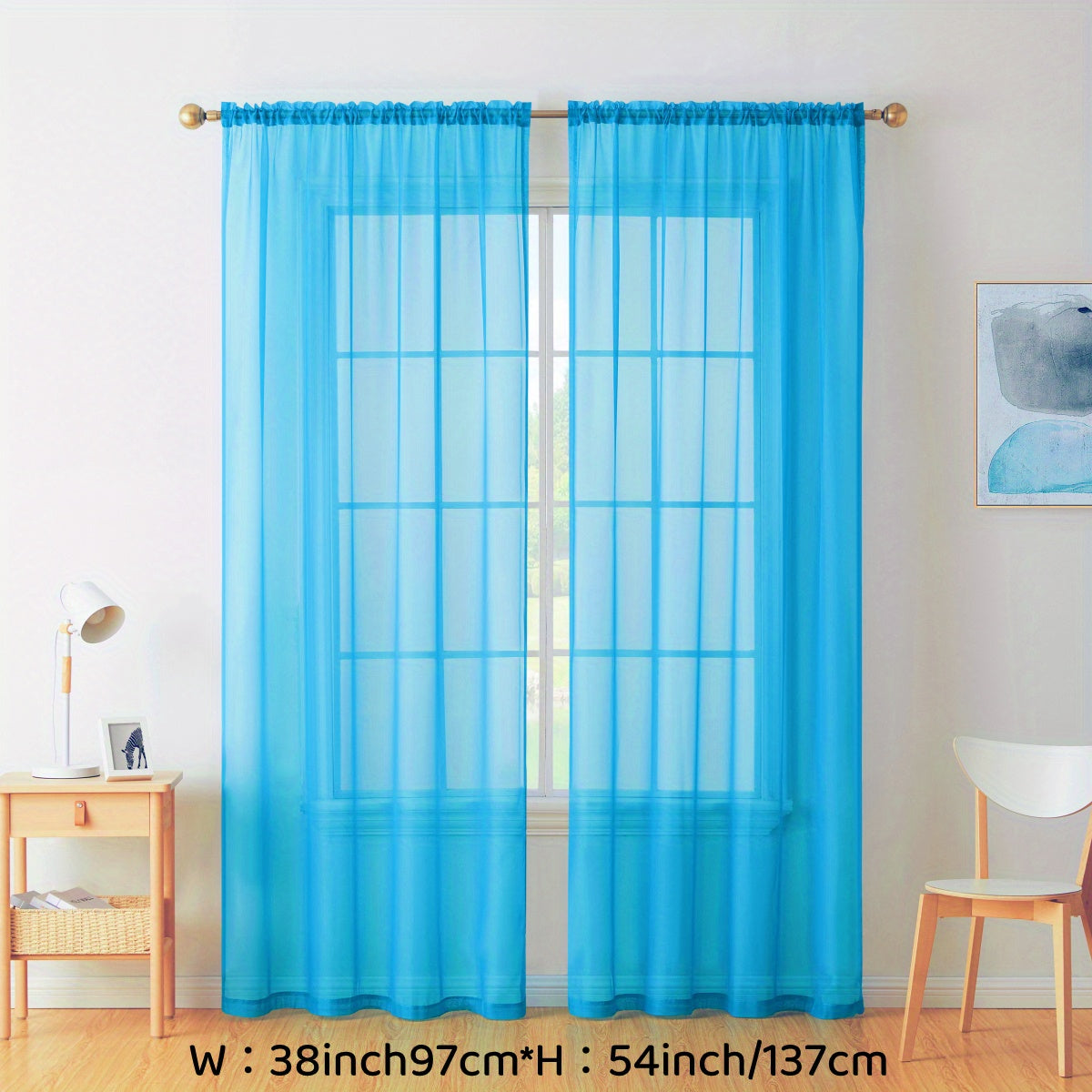 Sheer Voile Curtain Panels for Living Room Bedroom Kitchen Semi-Transparent Polyester