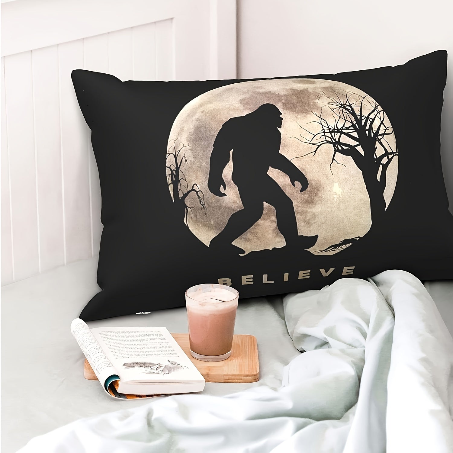 Bigfoot and Moonlit Sky Pillowcase 30x50cm Concealed Zipper Easy to Clean