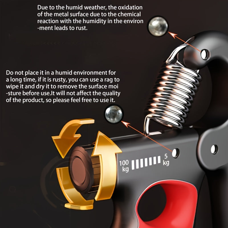 Adjustable Hand Grip Strengthener with Ergonomic Design and Double Spring in Red Gray Orange