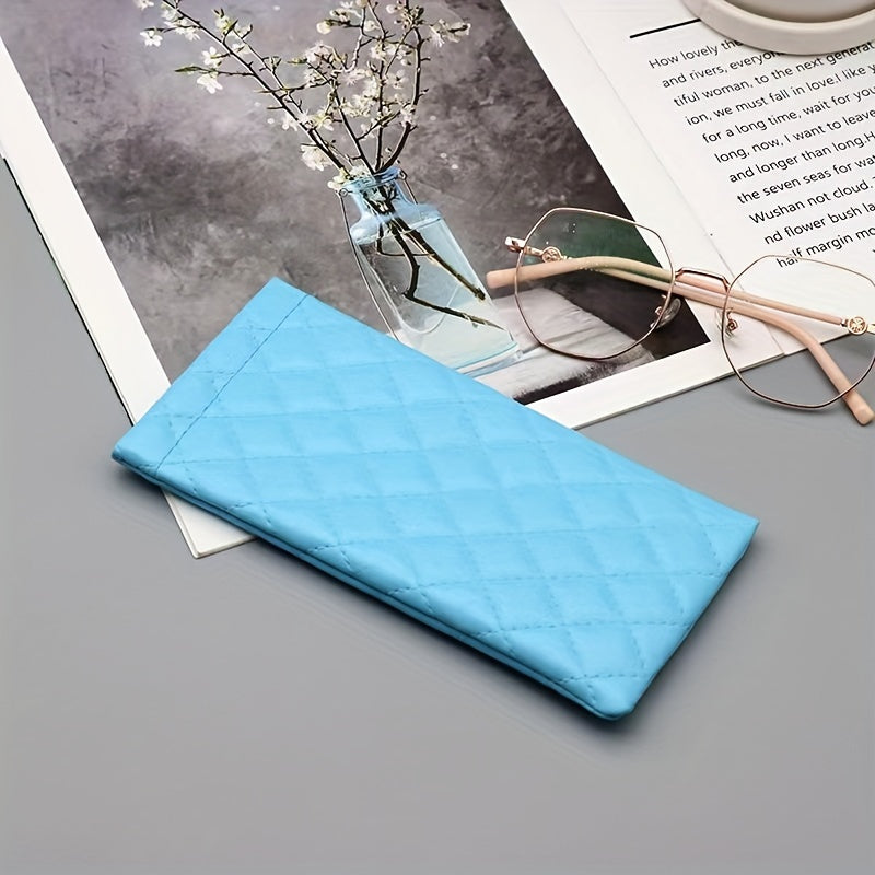 Unisex PU Leather Glasses Case Soft Interior Compact Quilted Black White Pink